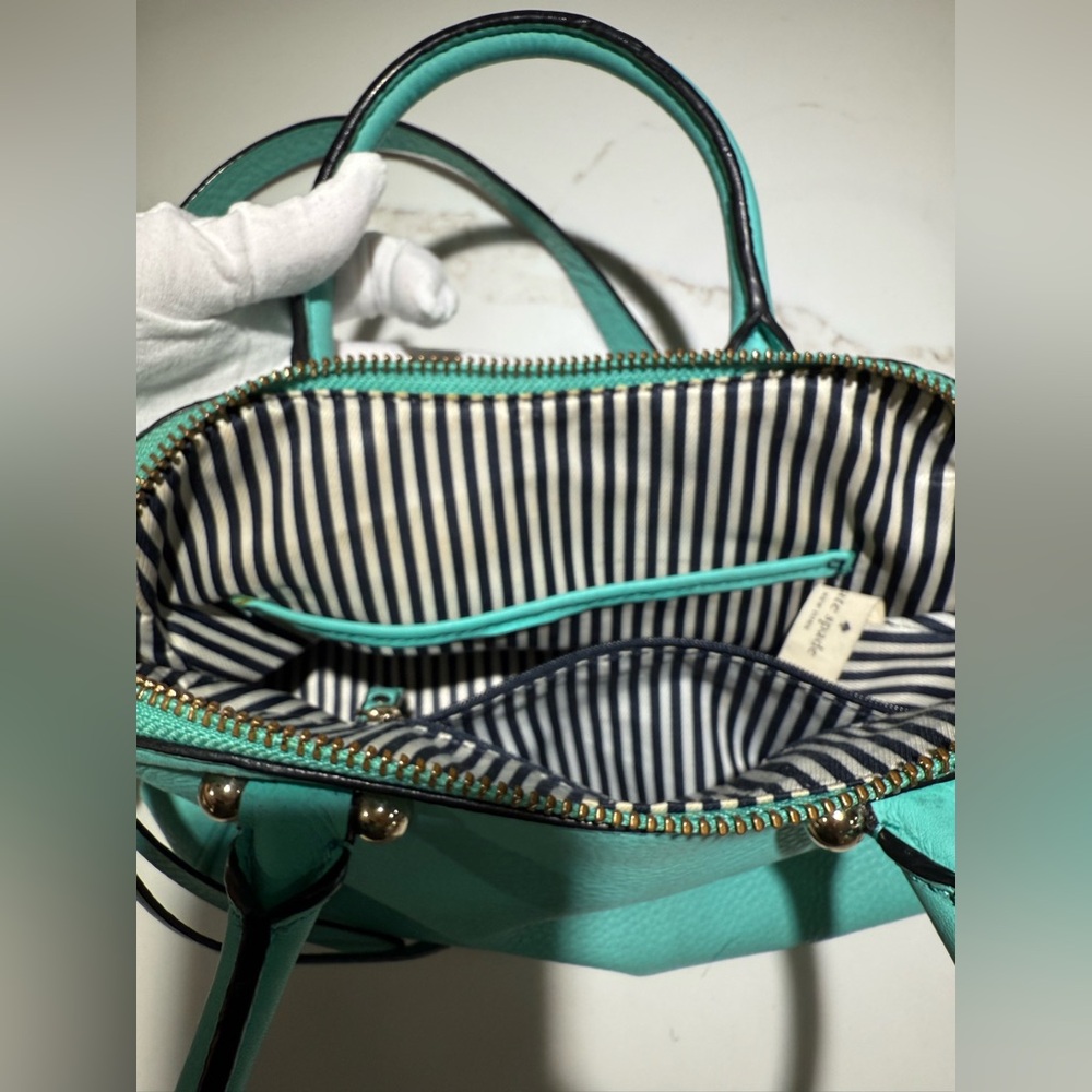 KATE SPADE Leather Crossbody or Handbag, Zipper top, Turquoise Green - Picture 15 of 16
